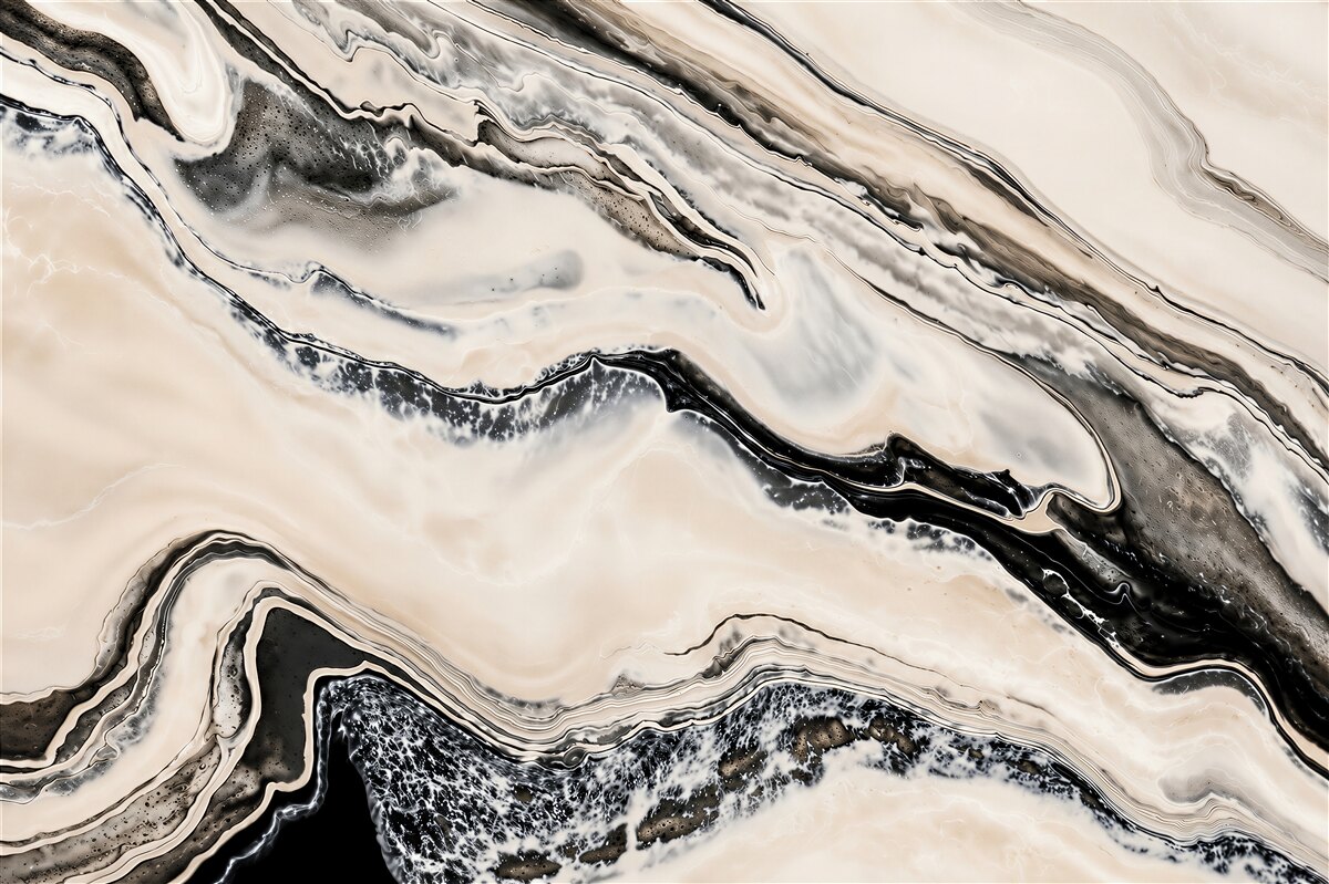 Papier peint marbre beige avec une veine noire élégant pour le salon