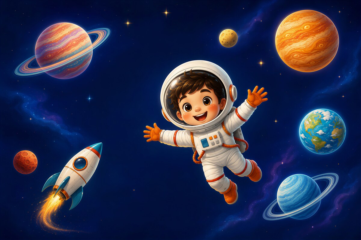 Papier peint Garçon astronaute dans l'espace