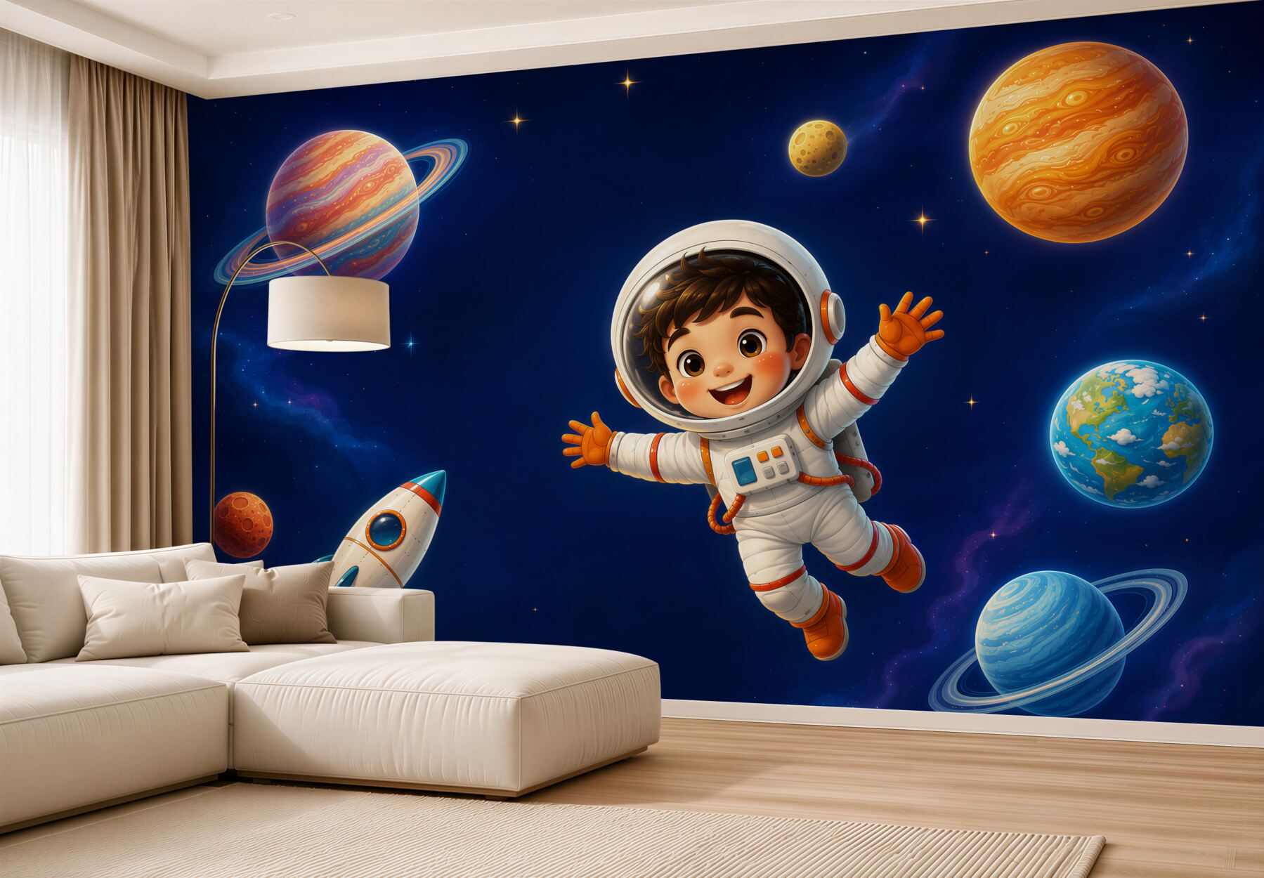 Papier peint Garçon astronaute dans l'espace