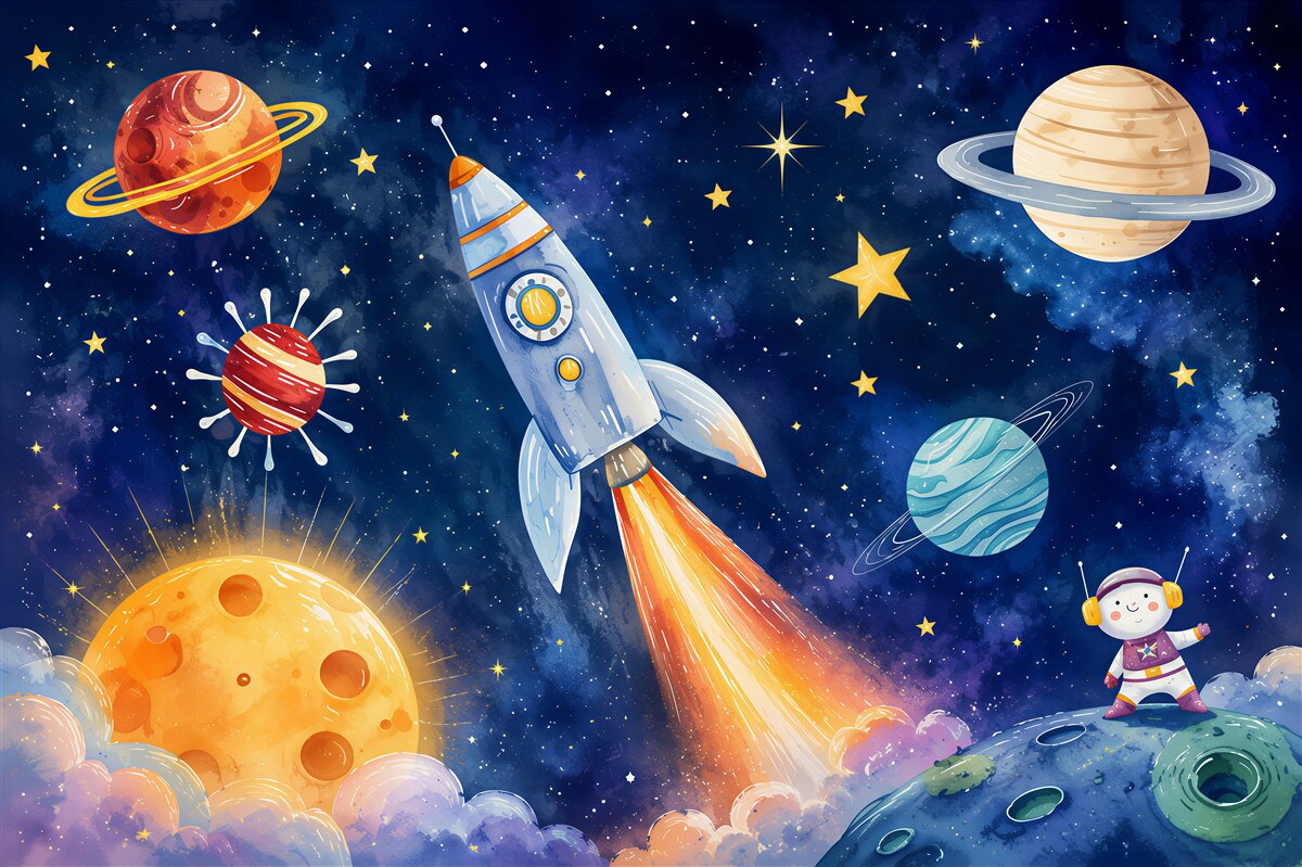 Papier peint fusée dans l'espace