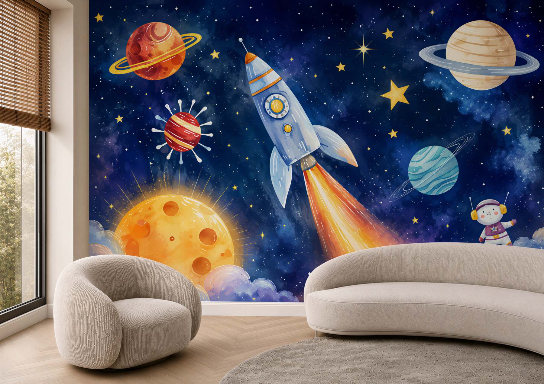 Papier peint fusée dans l'espace