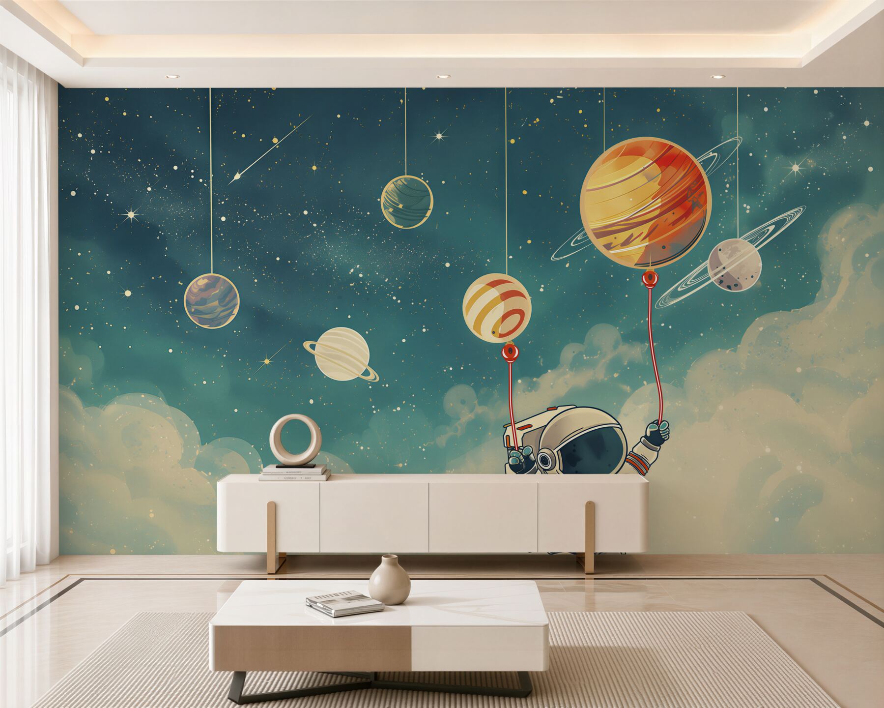 Papier peint astronaute surpris sur des planètes