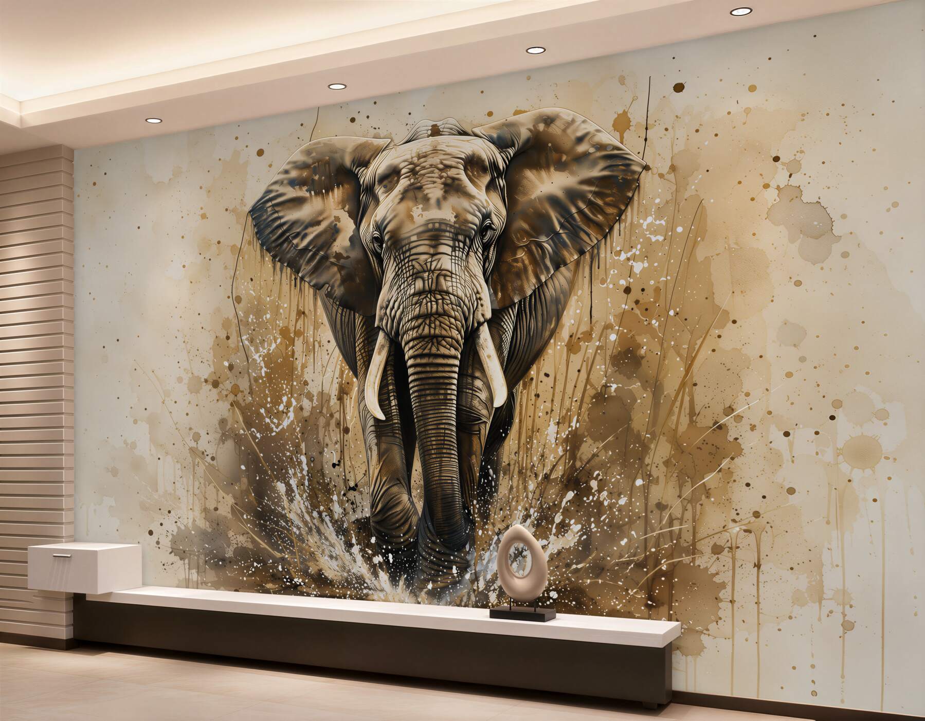 Papier peint grand éléphant peint