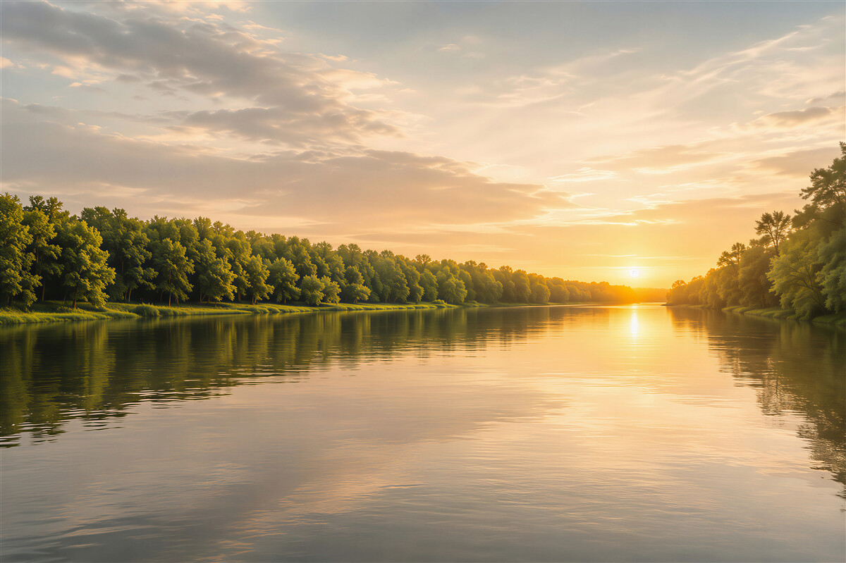 Papier peint Coucher de soleil sur la rivière