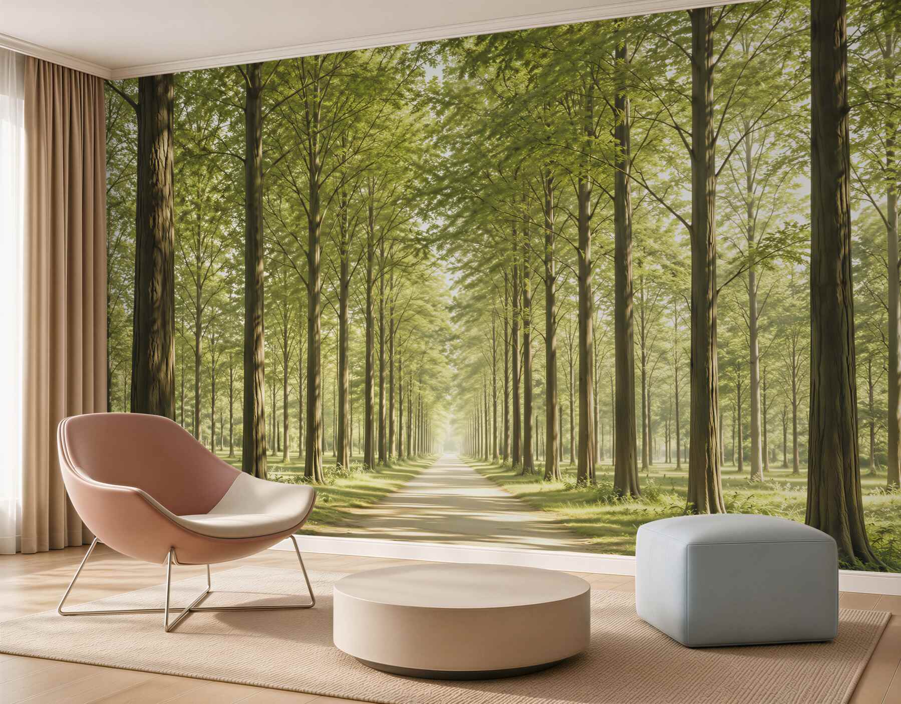 Papier peint Éclairage du chemin des arbres