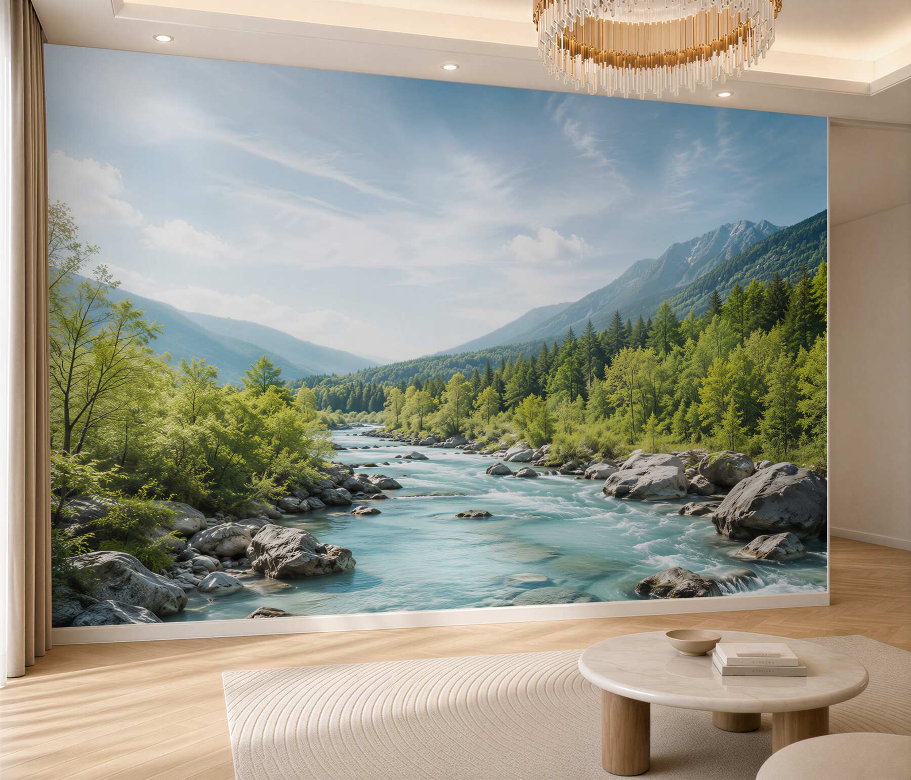 Papier peint Paysage suisse vivant avec un ruisseau clair, rivière