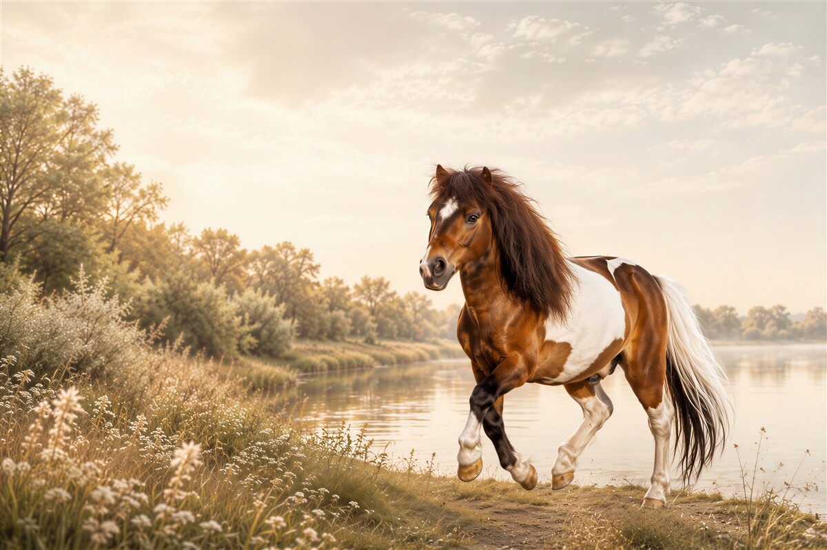 Papier peint Poney shetlandais peint sur la plage
