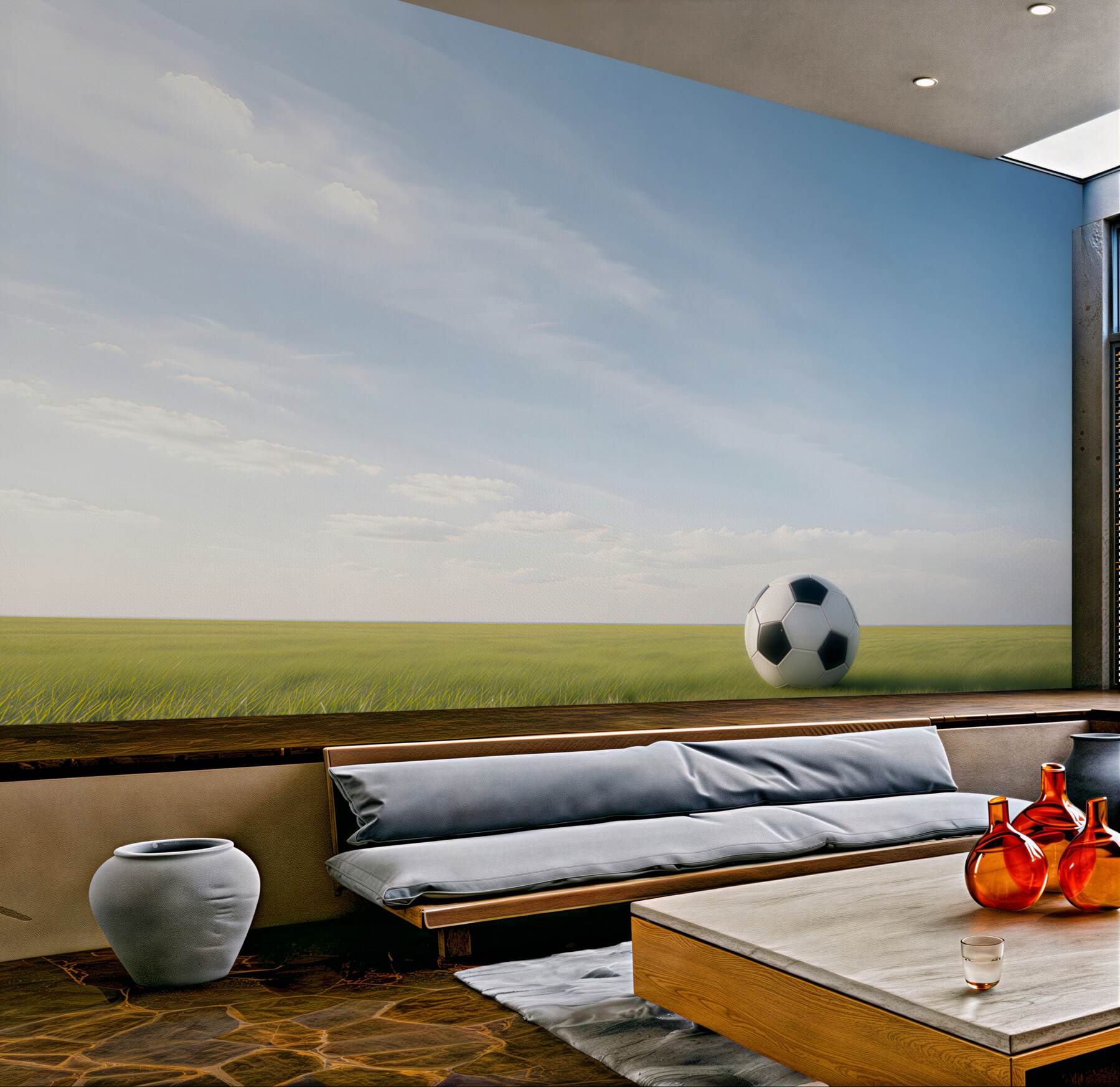 Papier peint Football sur l'herbe verte