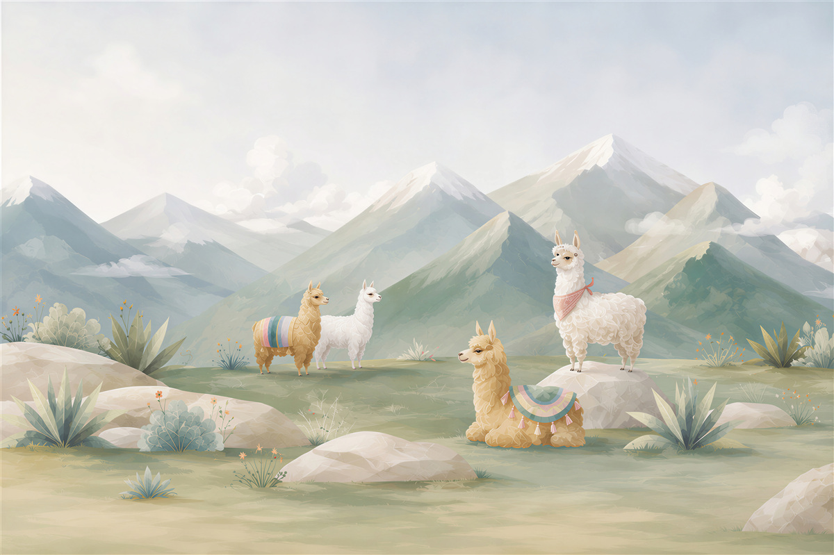 Papier peint Alpax se repose devant les montagnes