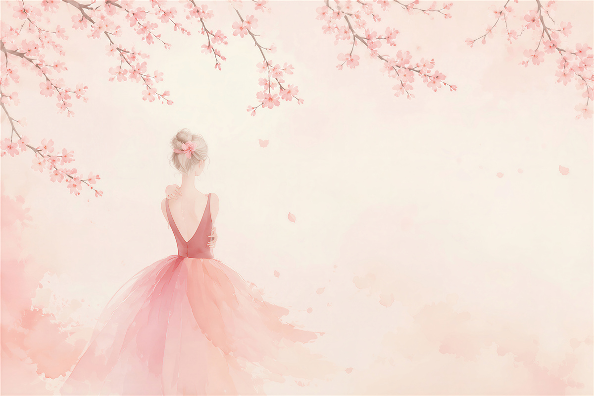 Papier peint Fille aime l'arbre en fleurs