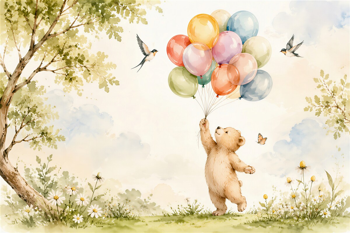Papier peint Ours et lien de balles