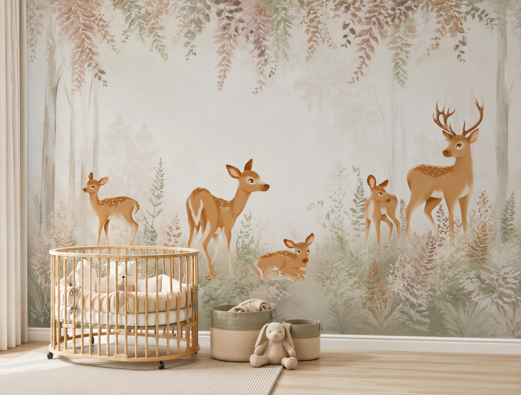 Papier peint Famille de cerfs se reposant dans la forêt