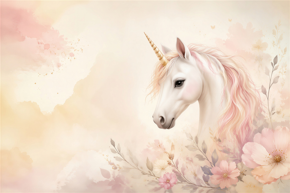 Papier peint licorne dans des couleurs vives