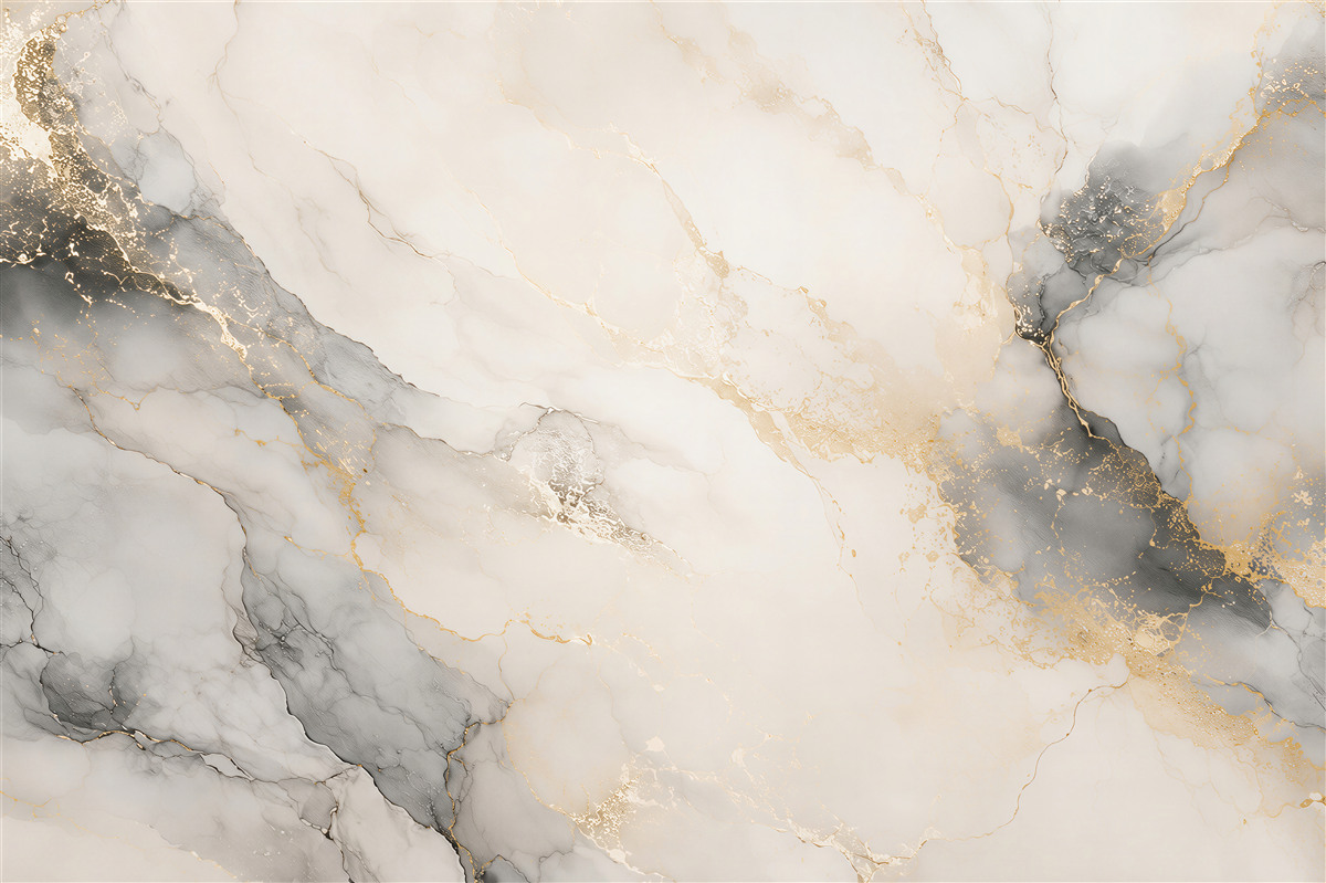 Papier peint marbre blanc gris et doré élégant pour un salon moderne