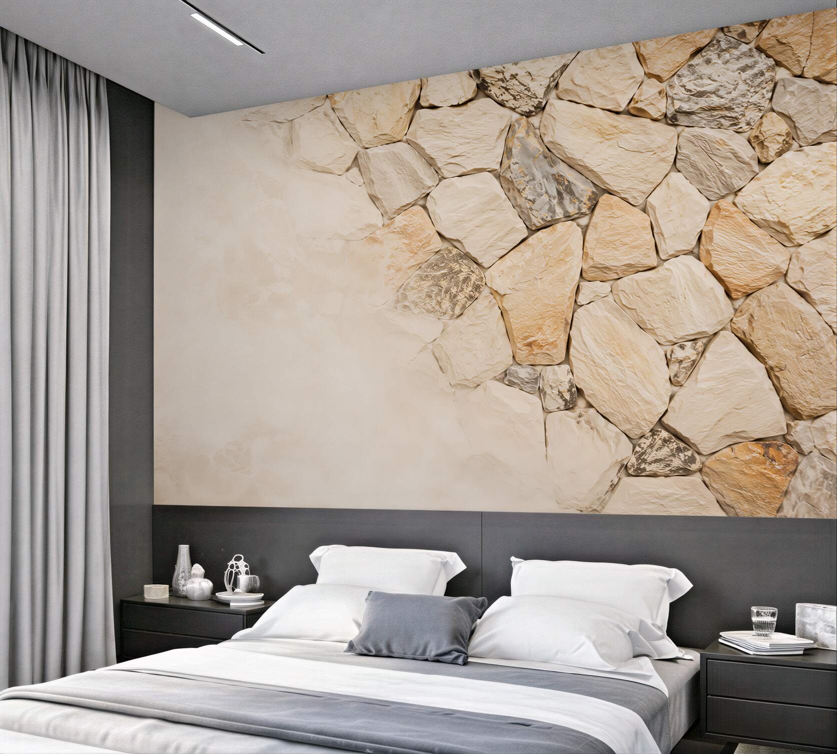 Papier peint mur en pierre beige avec des roches irrégulières naturelles
