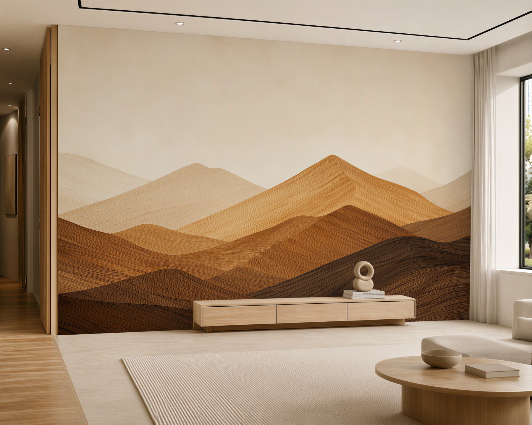 Papier peint montagnes abstraites dans des tons de brun modernes