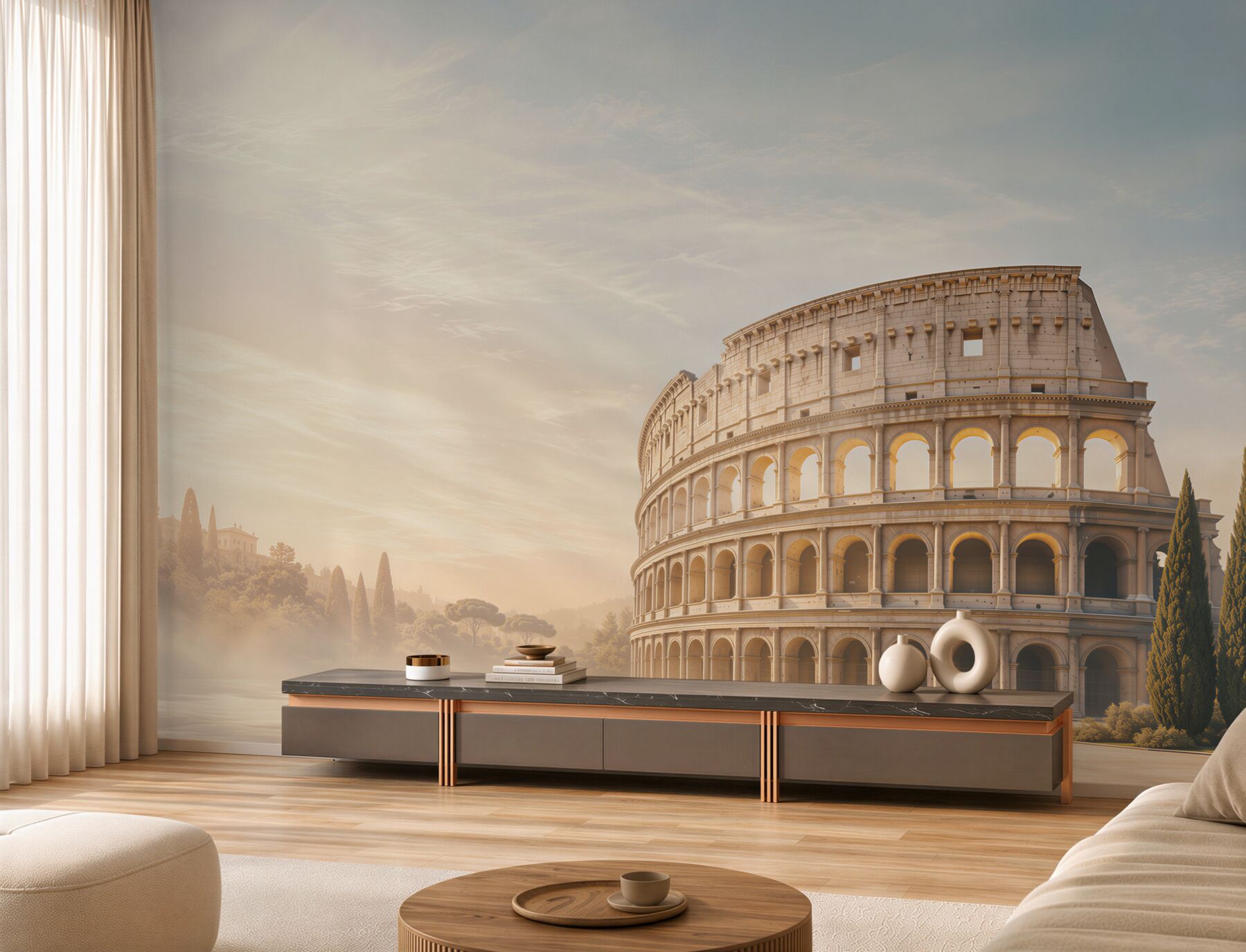 Papier peint Colisée à Rome au matin doré architecture élégante