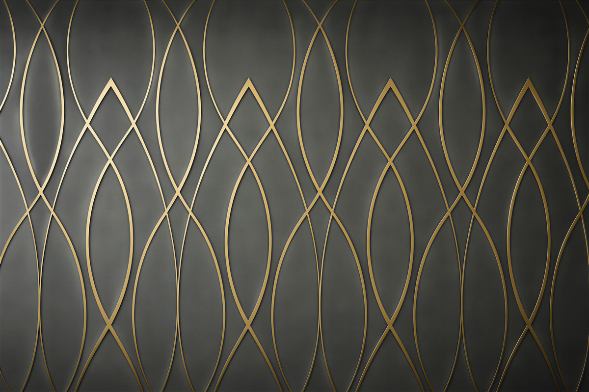 Papier peint motif géométrique lignes dorées sur fond sombre art déco