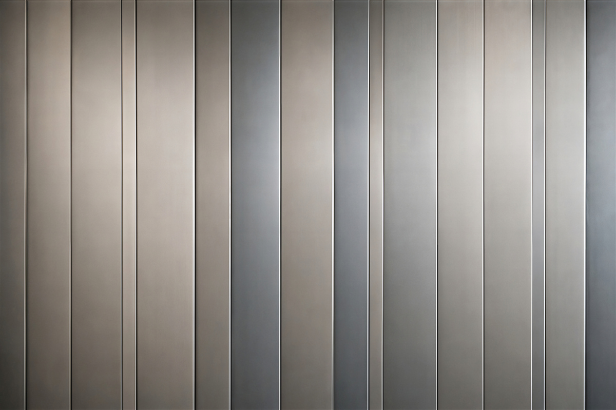 Papier peint panneaux métalliques verticaux gris moderne fond loft