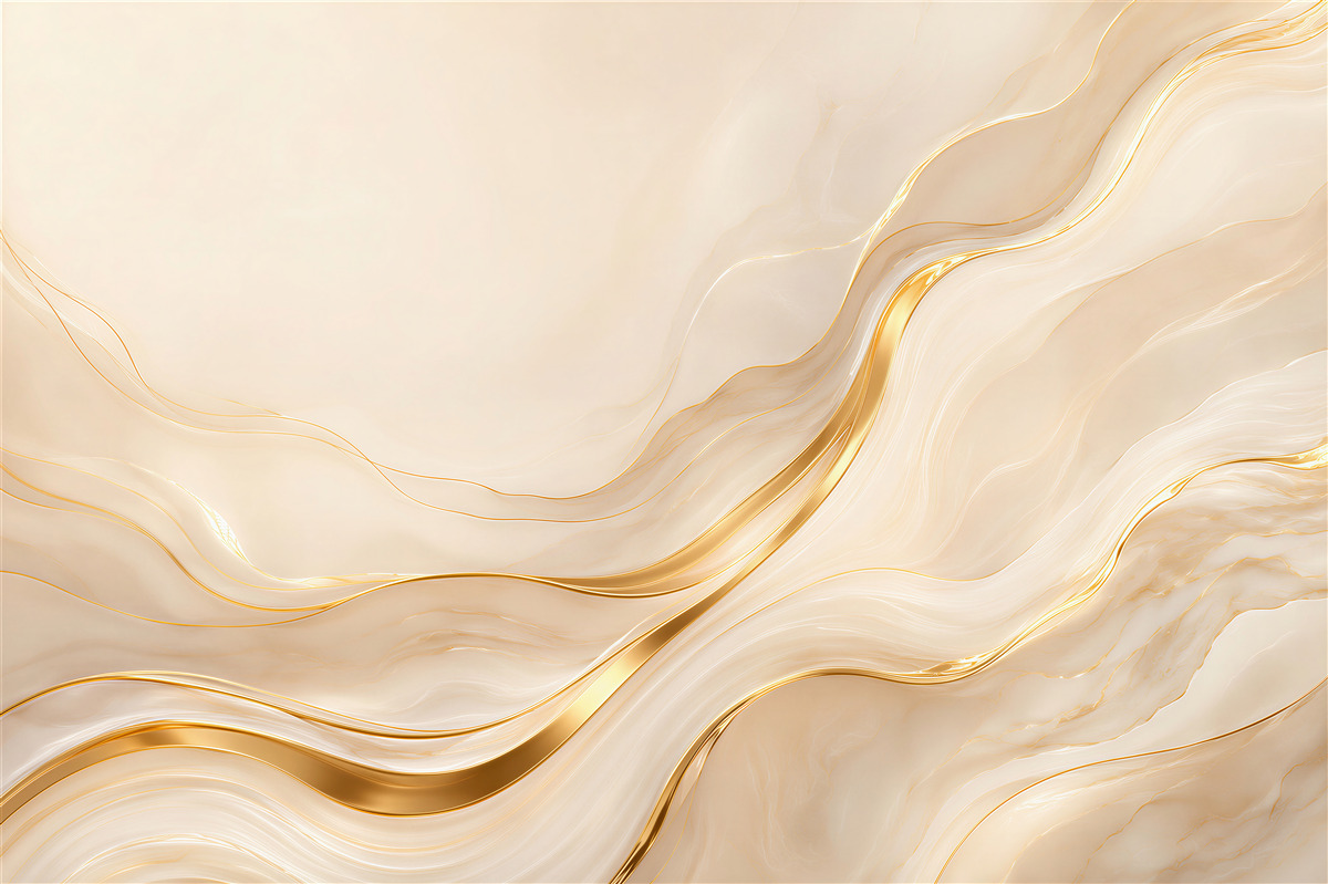 Papier peint vagues abstraites dorées dans des tons beiges élégants