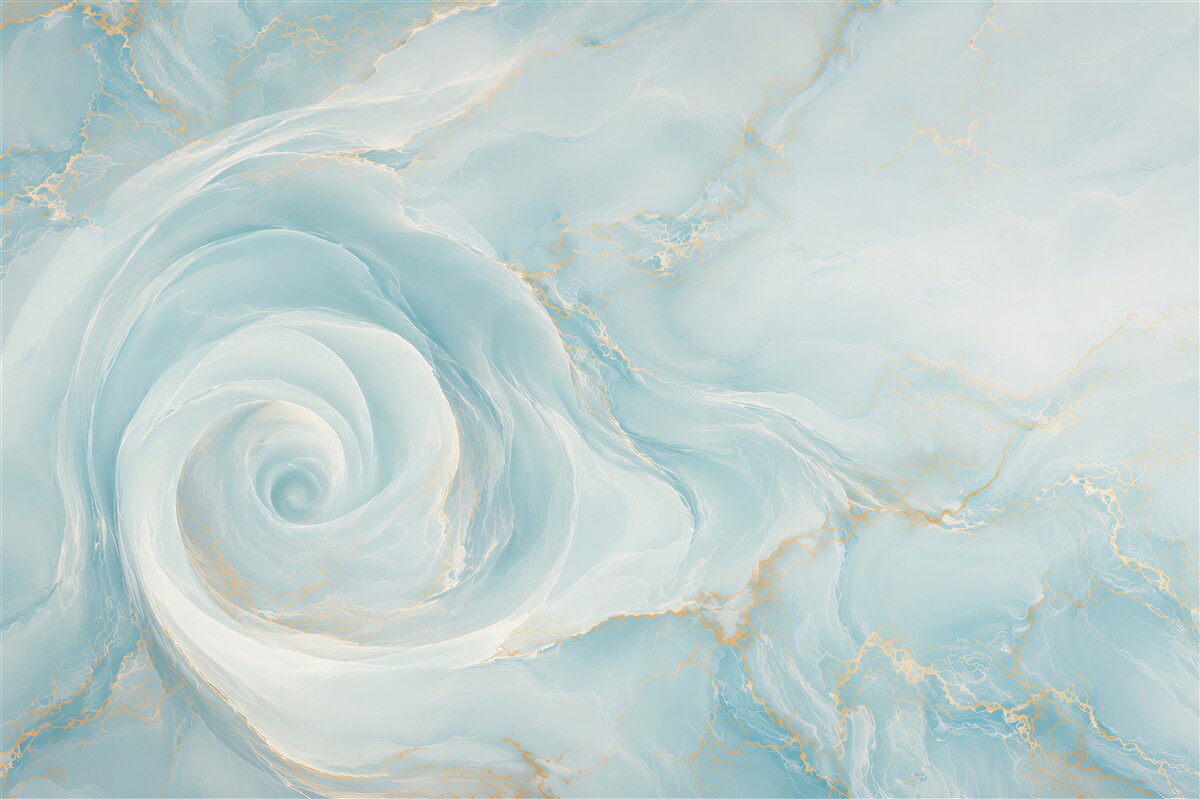 Papier peint marbre abstrait bleu avec veines dorées moderne