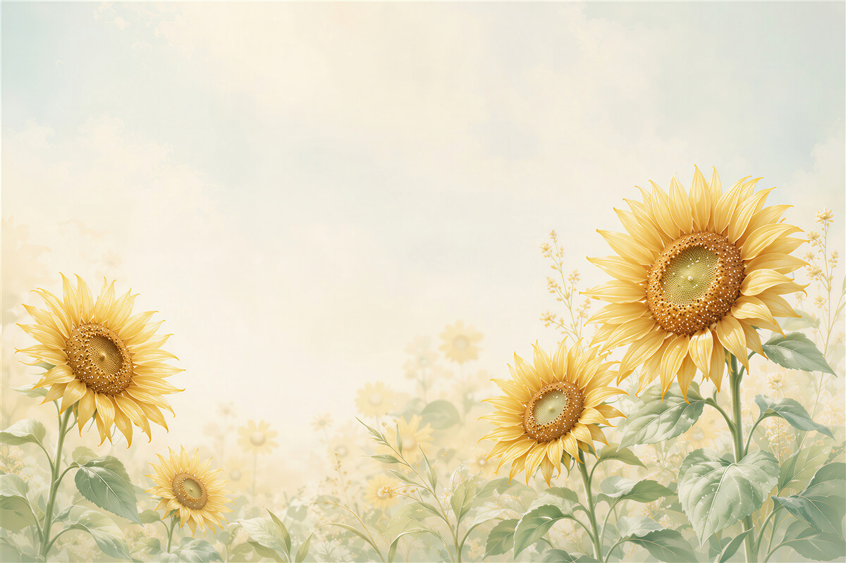 Papier peint tournesols jaunes sur fond clair pour la cuisine et le salon