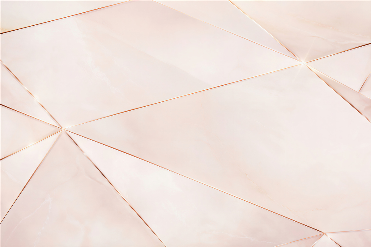 Papier peint marbre géométrique rose poudré avec lignes dorées