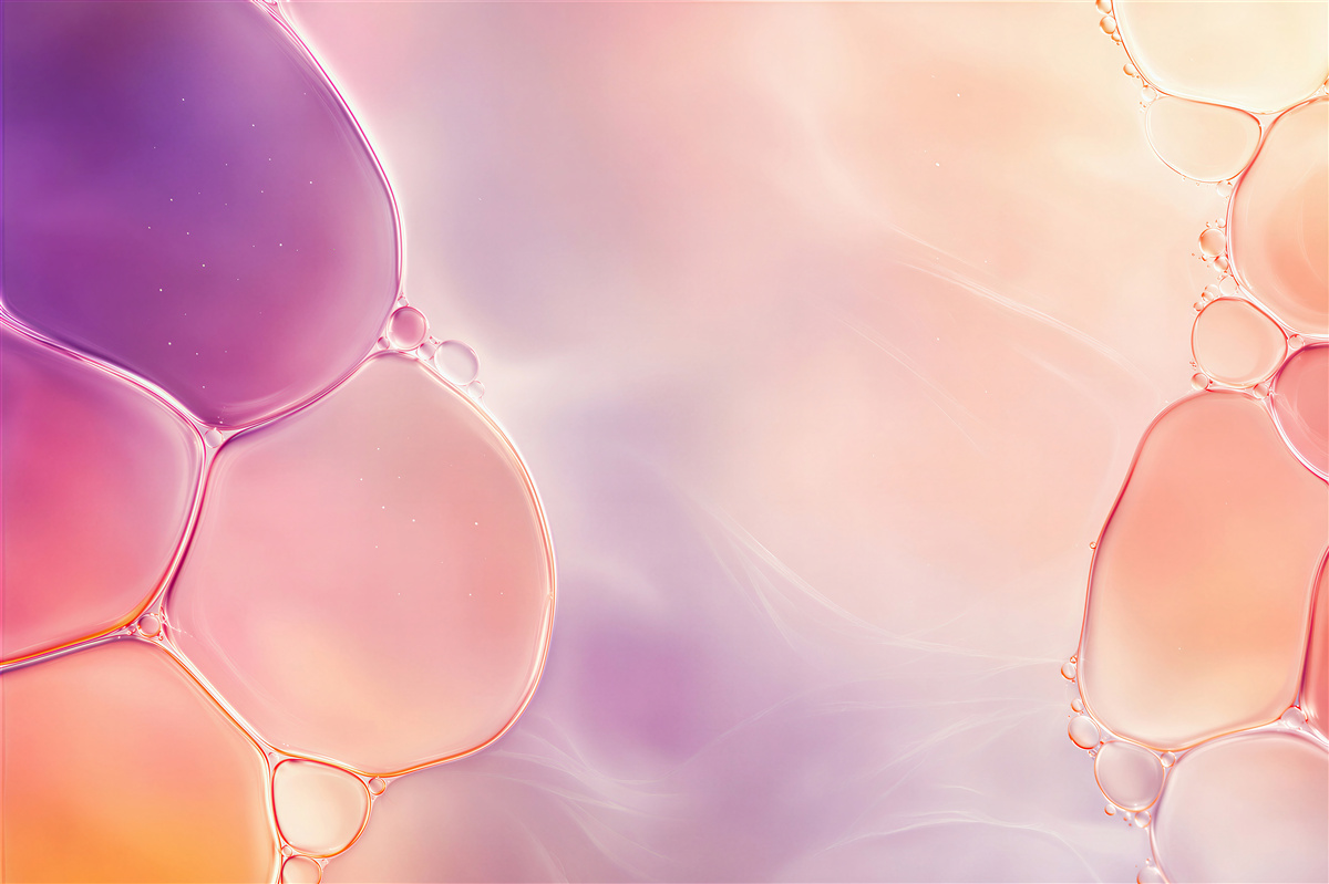 Papier peint bulles abstraites en rose pastel et violet moderne