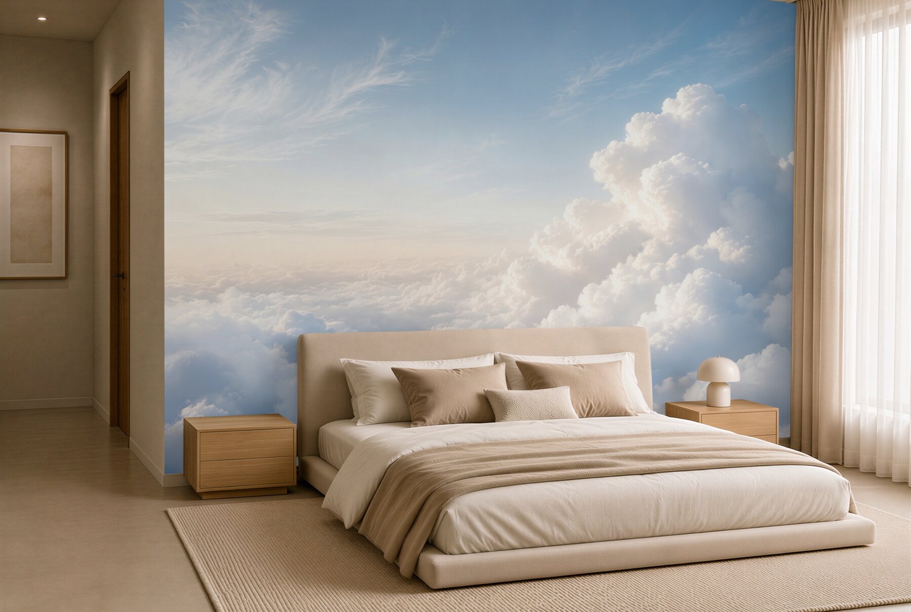 Papier peint nuages dans un ciel bleu subtil et relaxant