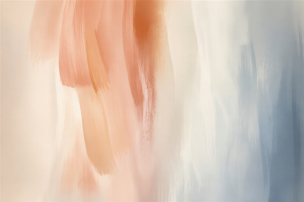 Papier peint coups de pinceau abstraits rose pastel et bleu
