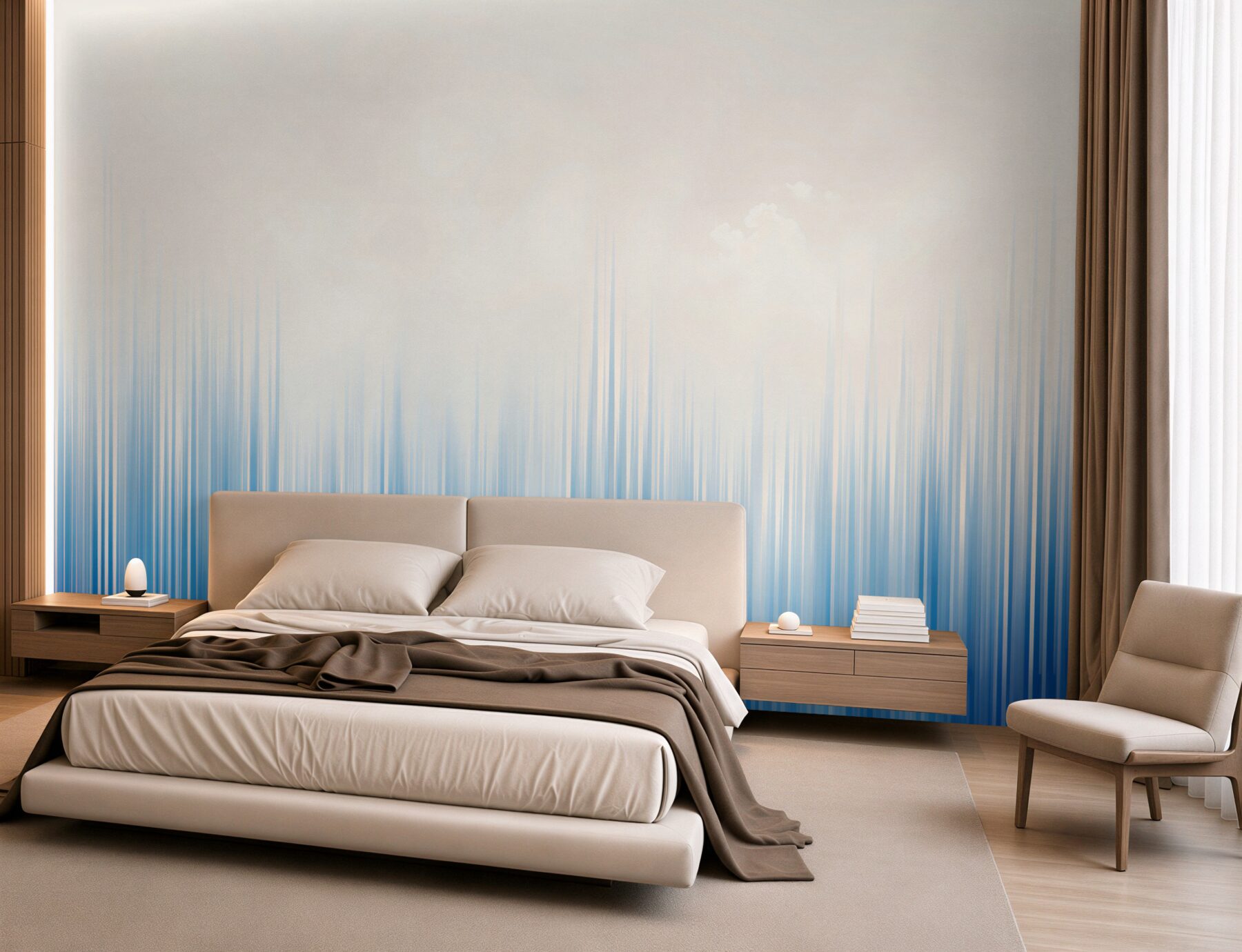 Papier peint traînées de lumière bleue abstraites gradient moderne