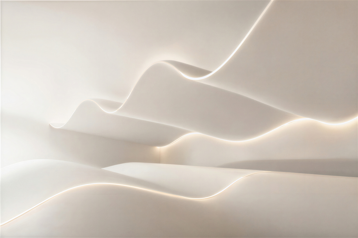 Papier peint vagues lumineuses abstraites beiges modernes 3D
