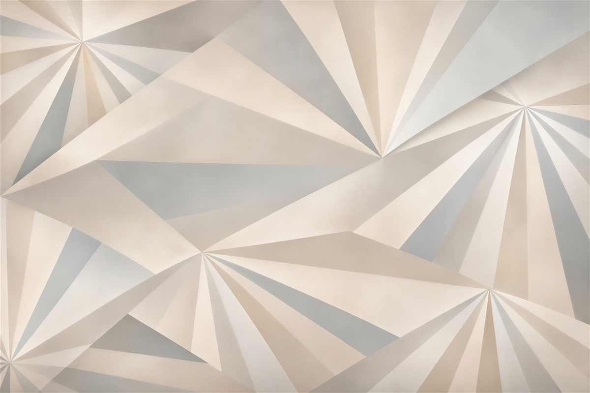 Papier peint abstraction géométrique gris-beige avec motif radieux 3D