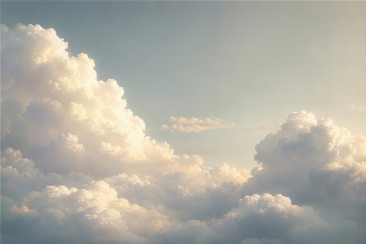 Papier peint nuages dans les rayons du soleil lumineux et relaxant pour le salon