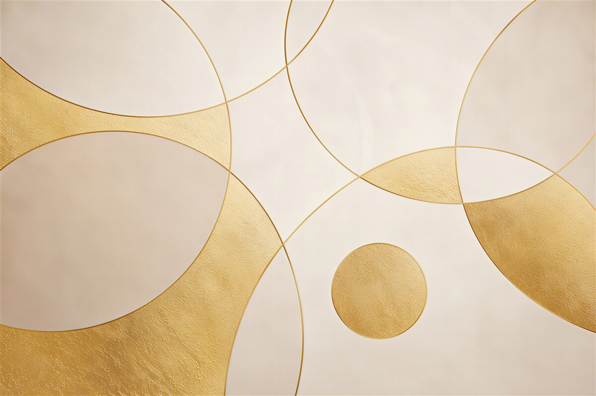 Papier peint cercles géométriques dorés sur fond crème élégant et moderne