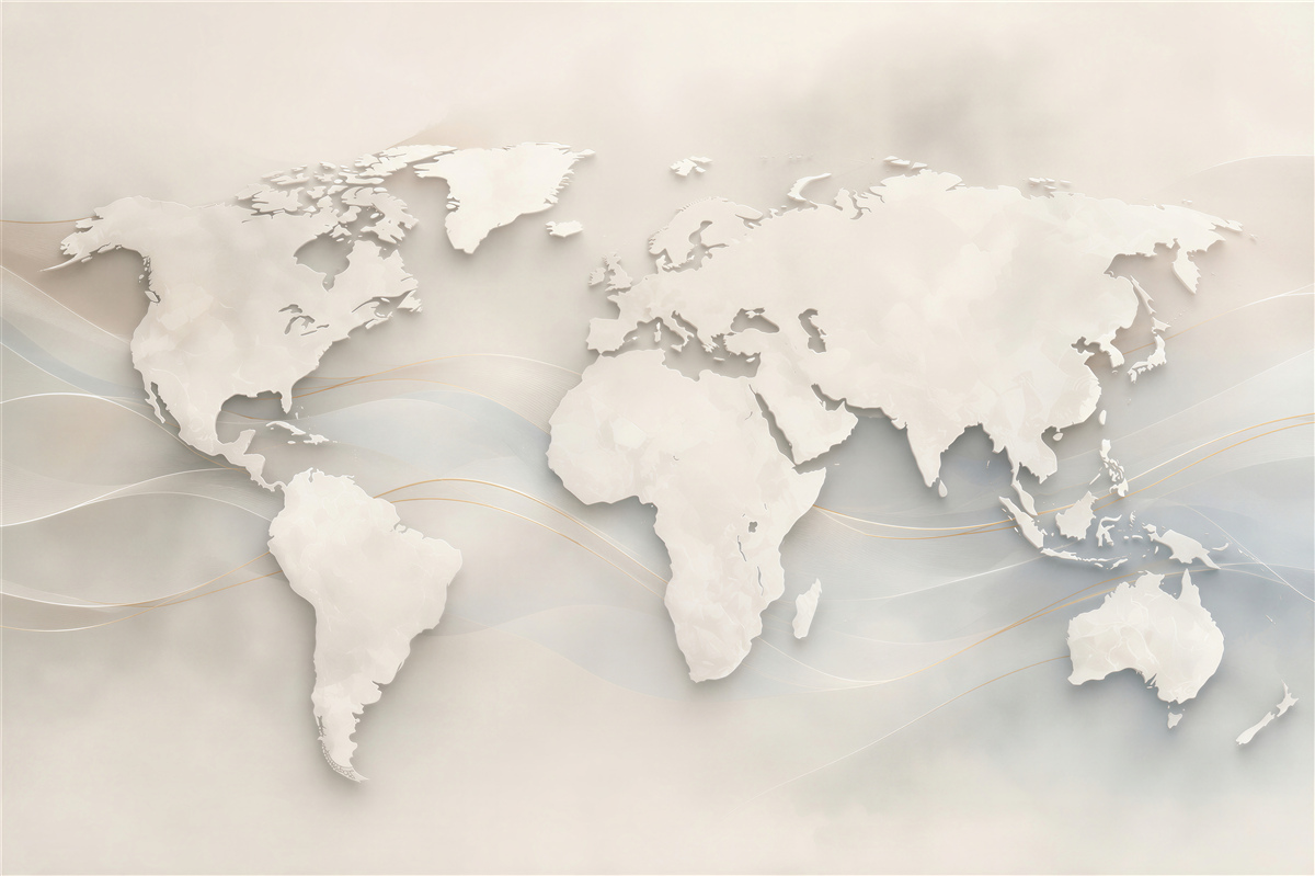 Papier peint carte du monde beige moderne 3D pour un bureau et un salon