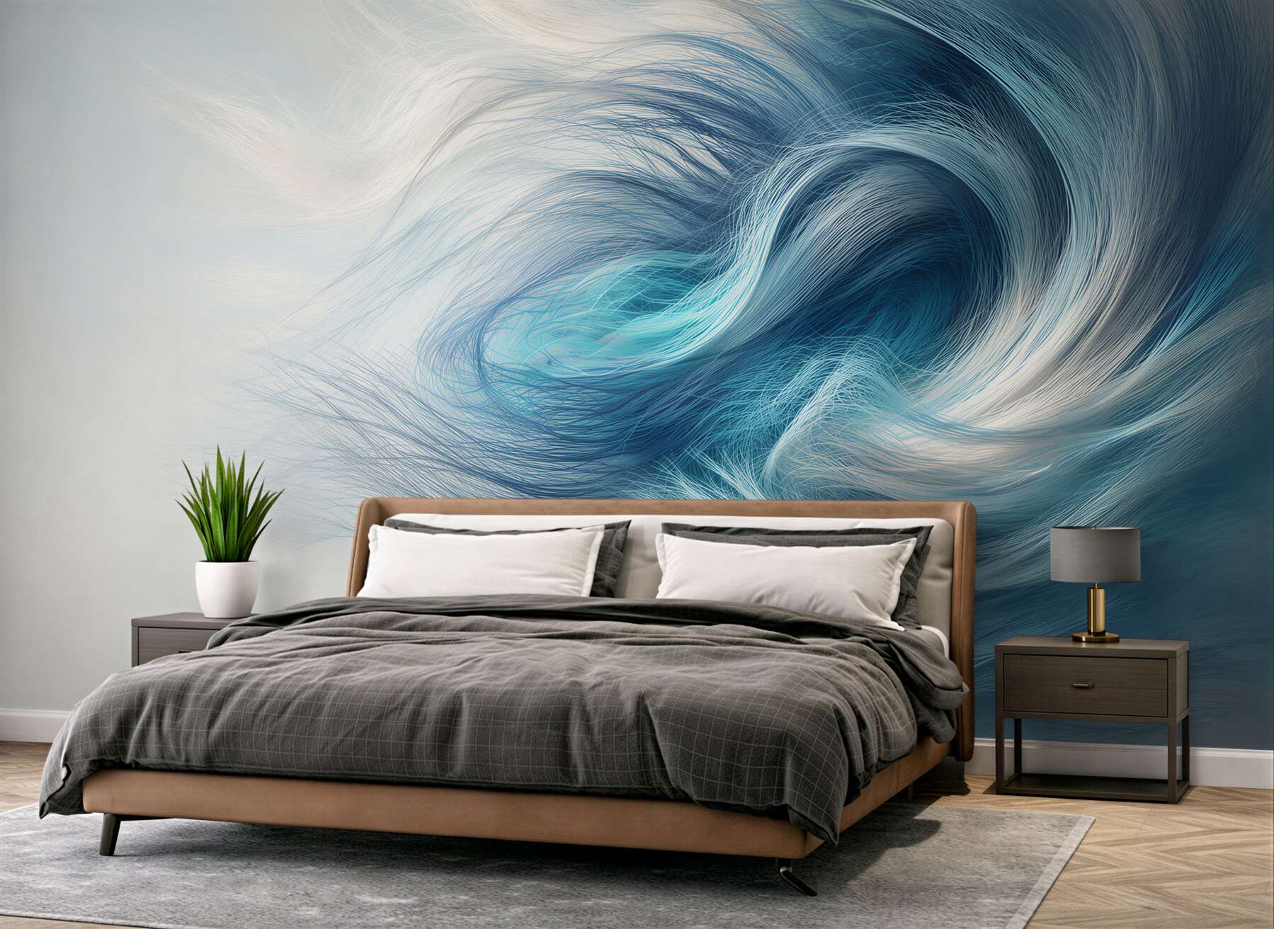 Papier peint vagues bleues abstraites dans un style moderne