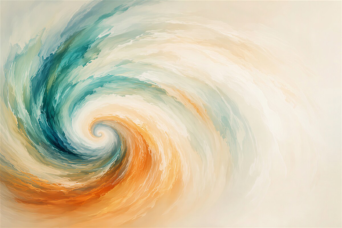 Papier peint vague abstraite turquoise et orange moderne pour le salon