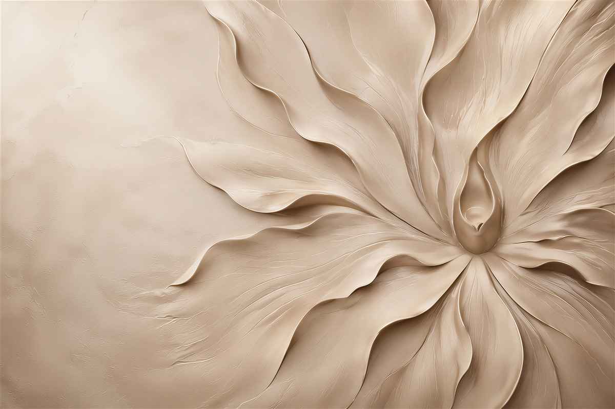 Papier peint fleur 3D beige élégante pour le salon moderne