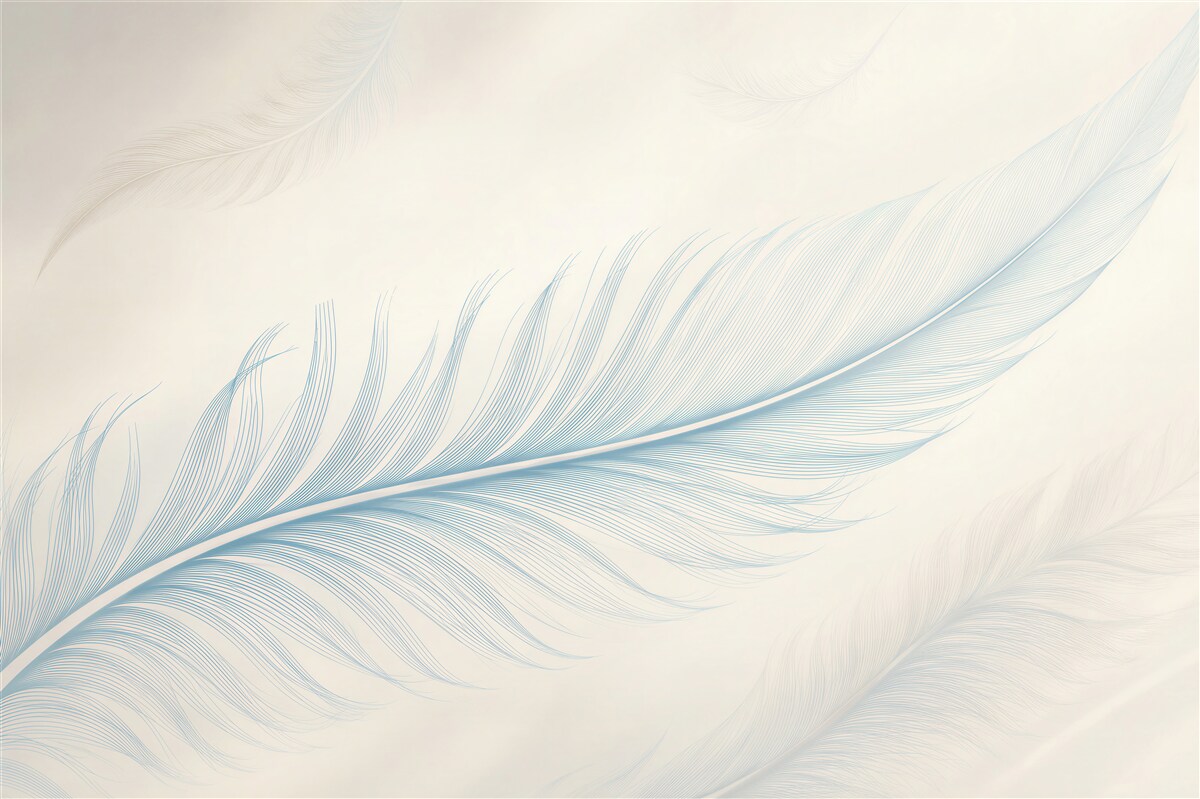 Papier peint plume bleue sur un fond clair subtile pour la chambre