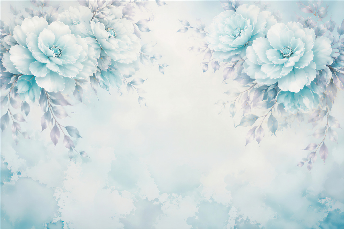 Papier peint fleurs bleues de pivoine aquarelle délicates pour la chambre