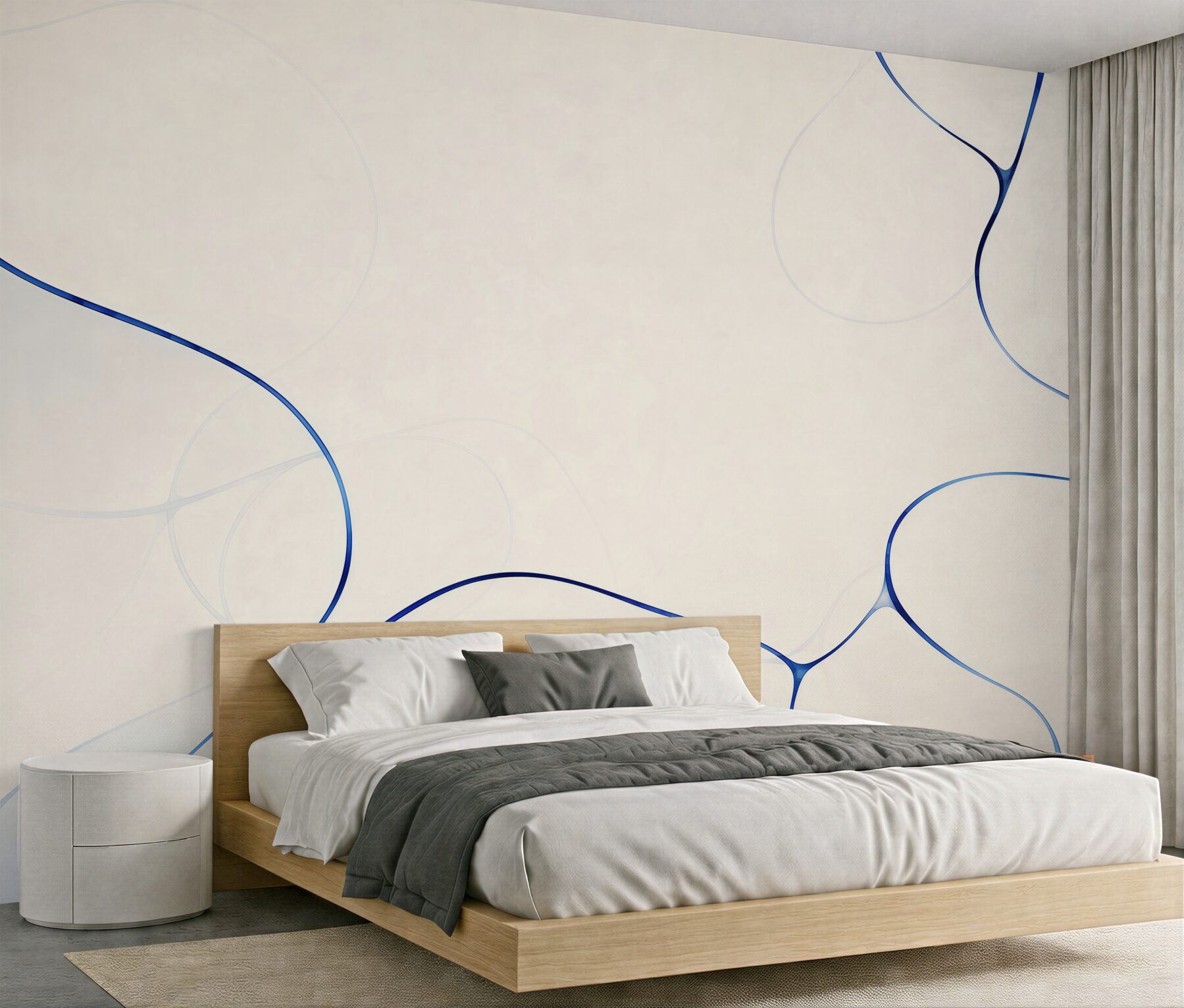 Papier peint lignes bleues abstraites sur fond clair moderne
