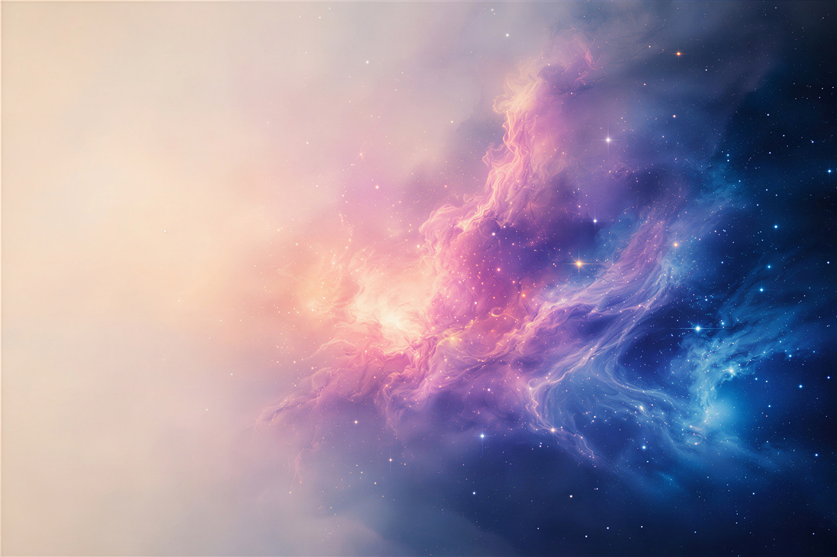 Papier peint nébuleuse pastel cosmique avec étoiles pour un intérieur moderne