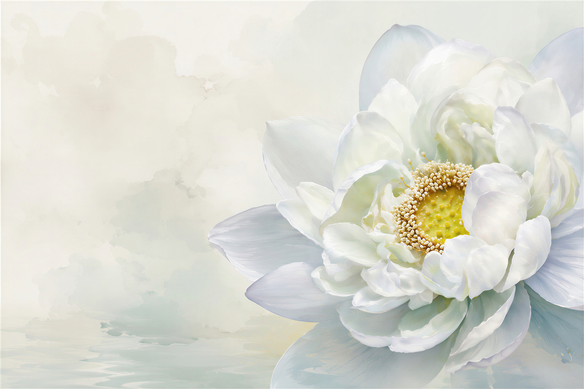 Papier peint lotus blanc sur fond subtil élégant et calme