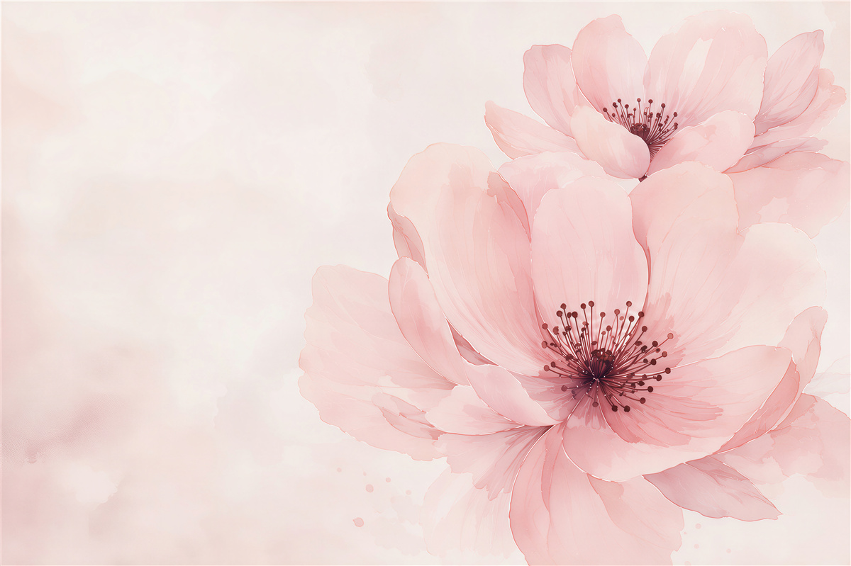 Papier peint fleurs roses aquarelle délicates pour la chambre