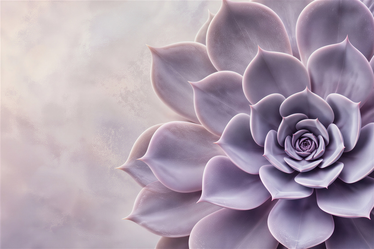 Papier peint succulent violet macro sur fond pastel clair