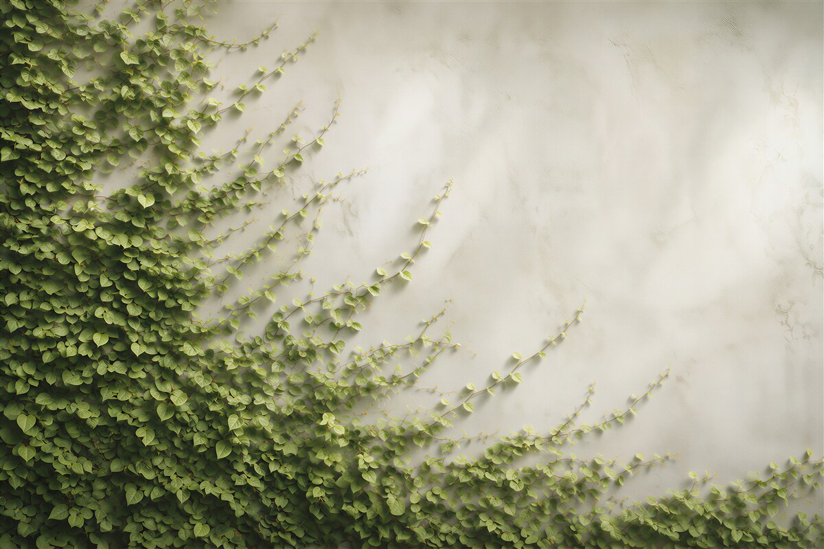 Papier peint lierre vert grimpant sur un mur clair élégance naturelle