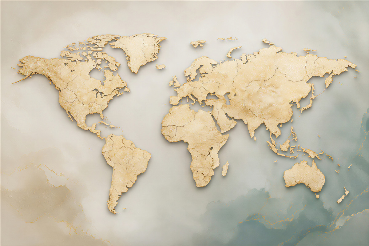 Papier peint carte du monde beige en relief pour un bureau élégant