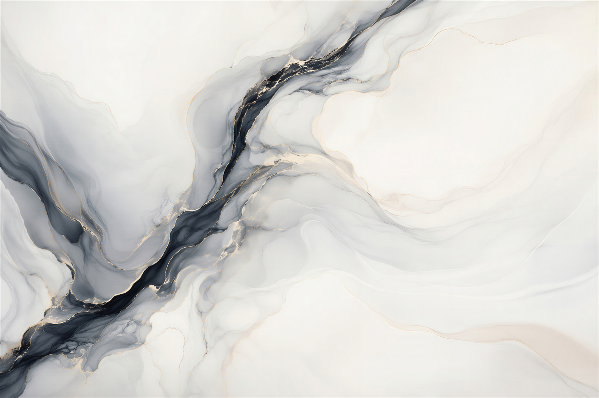 Papier peint marbre abstrait blanc et gris avec veine dorée élégant