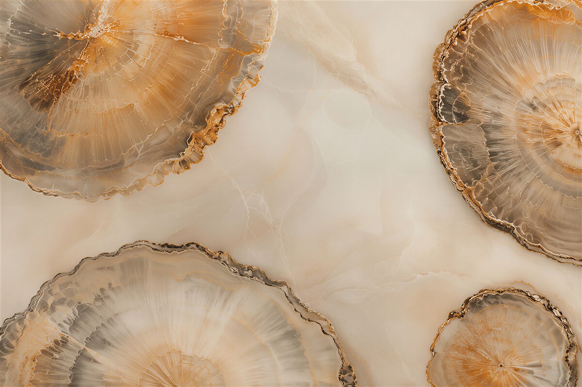 Papier peint agate beige et doré motif élégant de pierre pour un intérieur moderne